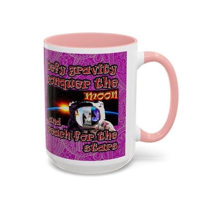 defy conquer reach - Accent Mug (pink swirl)