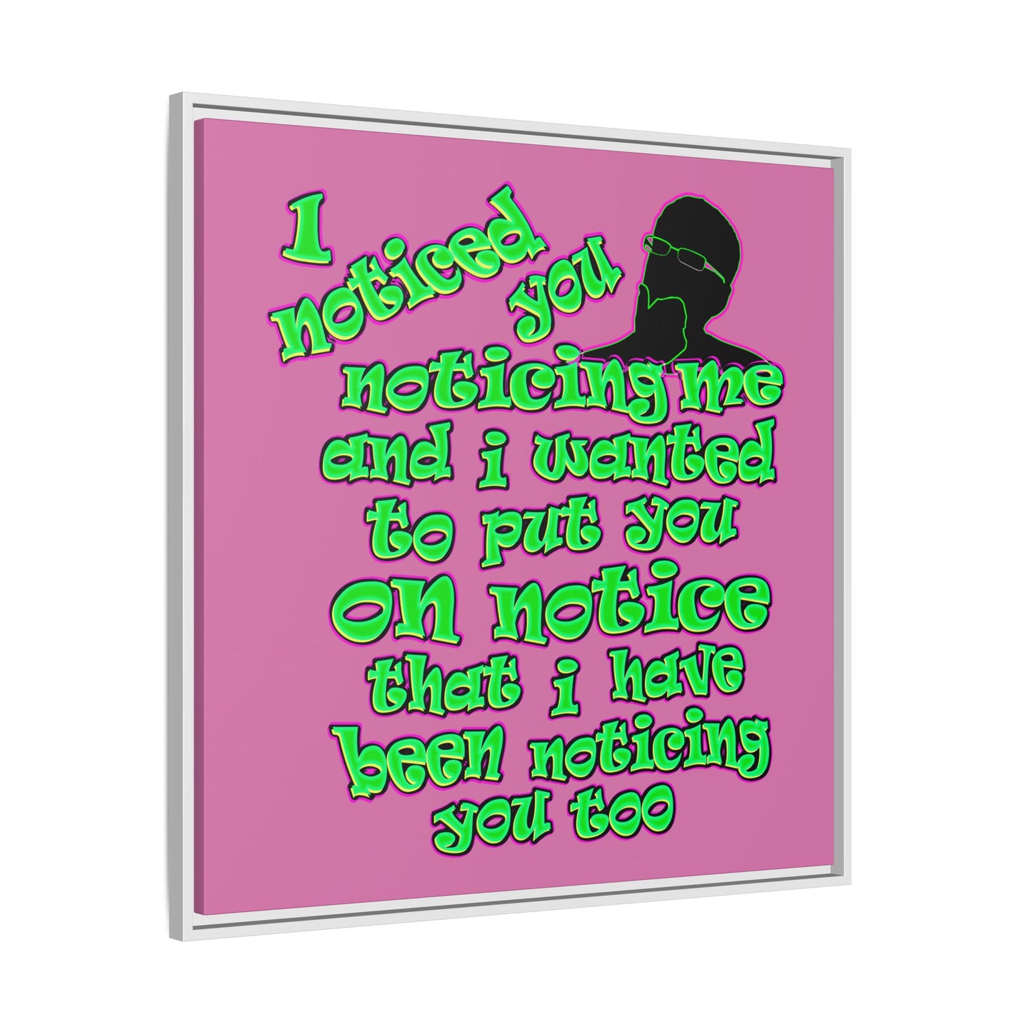 noticed you noticing - framed canvas art (light pink)