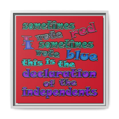 declaration of the independents - framed canvas art (dark red)