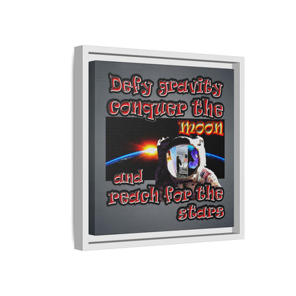 defy conquer reach - framed canvas art (grey-light grey)