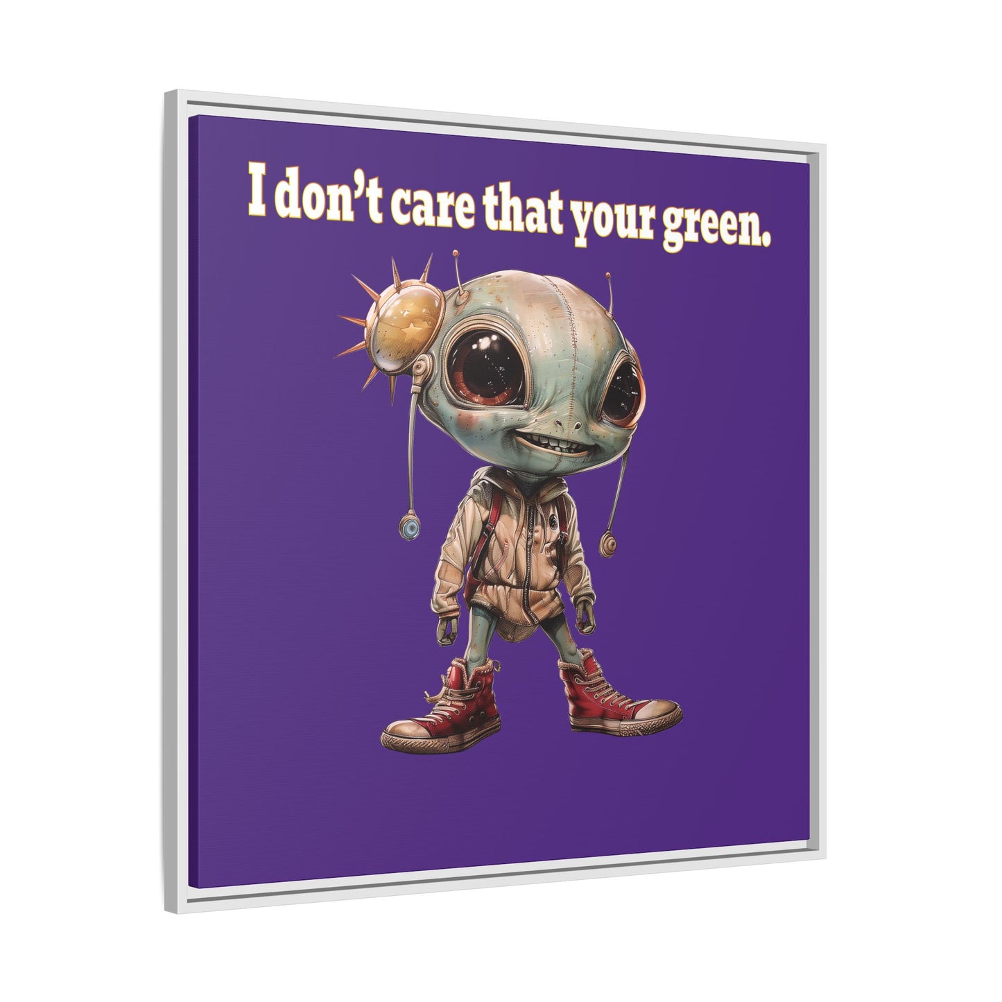 I don't care that your green - framed canvas art (purple)