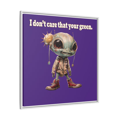 I don't care that your green - framed canvas art (purple)