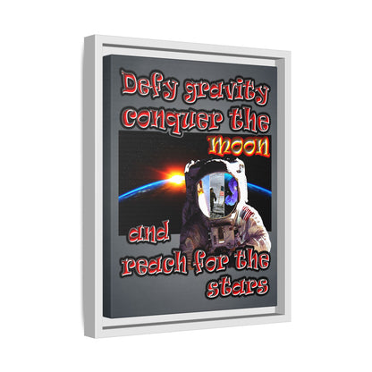 defy conquer reach - framed canvas art (grey-light grey)