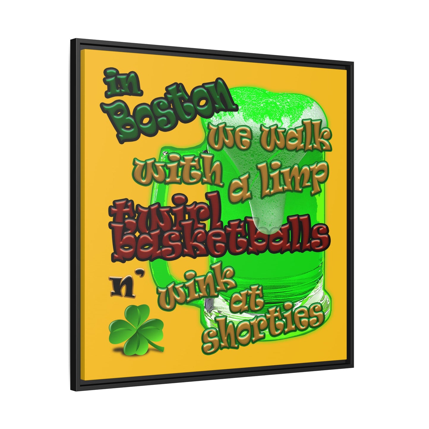celtics logo - framed canvas art (yellow)