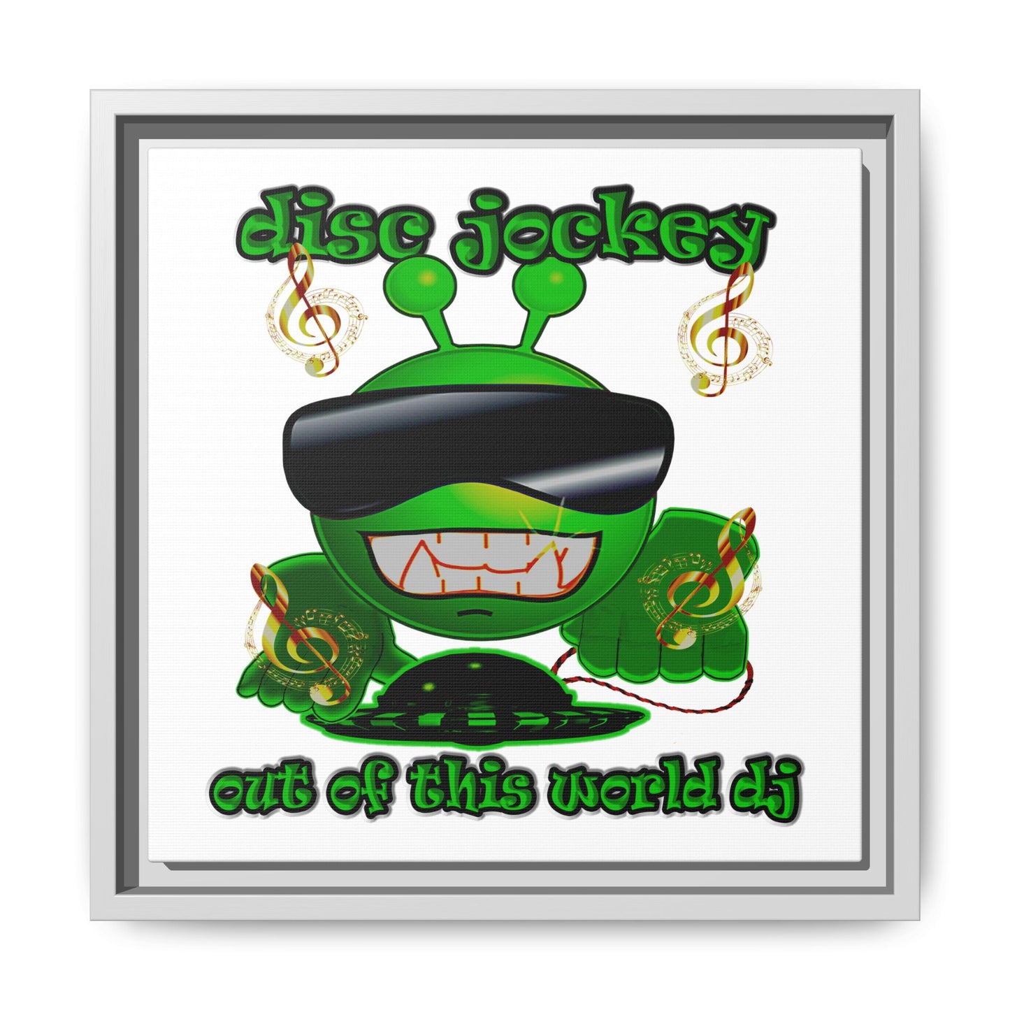 disc jockey - framed canvas art (white)