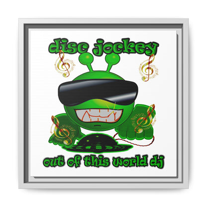 disc jockey - framed canvas art (white)