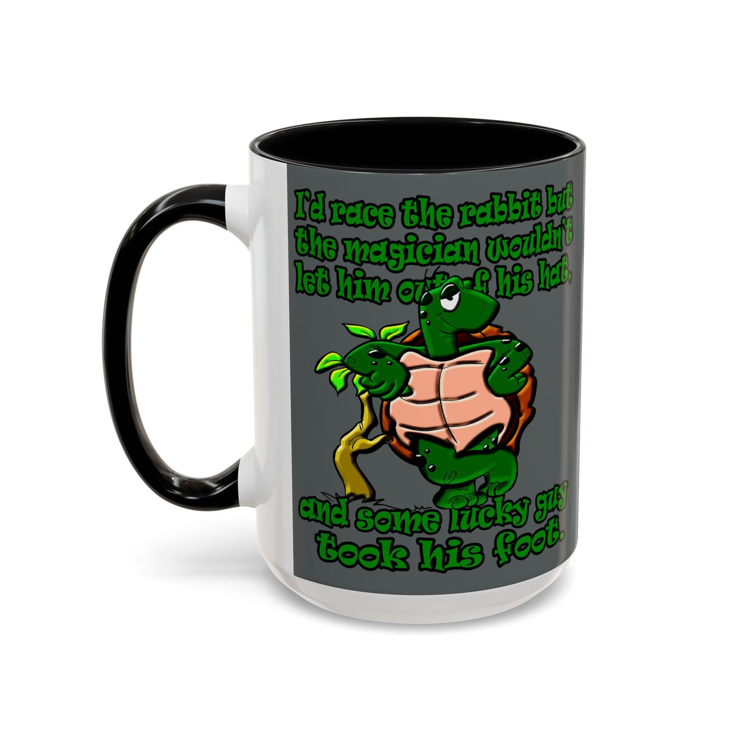 turtle race - Accent Mug (dark grey)