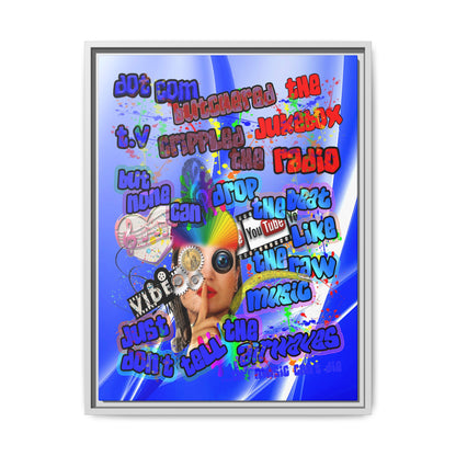 drop the beat - framed canvas art (blue-white wave)