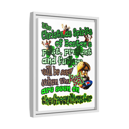 christmas spirits of boston - framed canvas art (white)