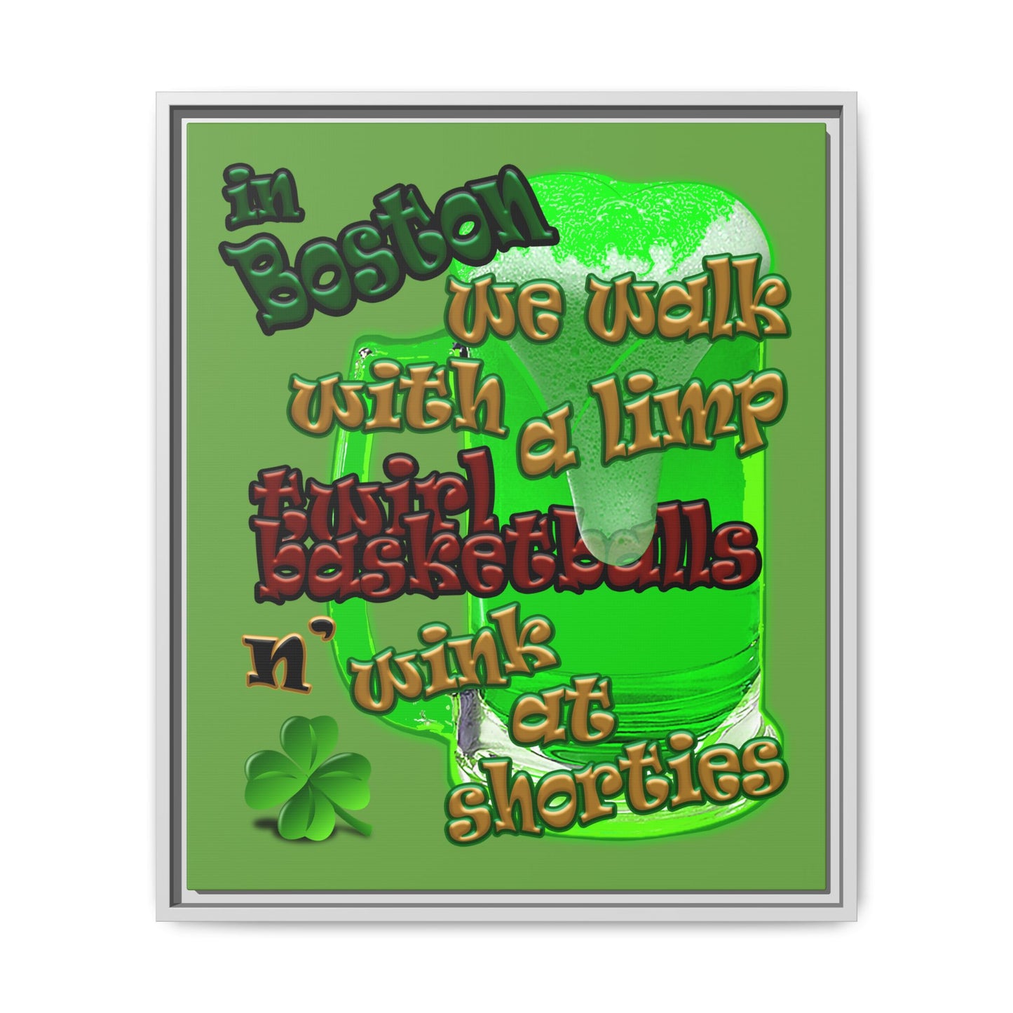 celtics logo - framed canvas art (green)