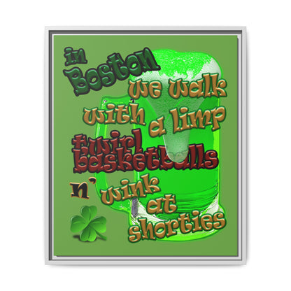 celtics logo - framed canvas art (green)