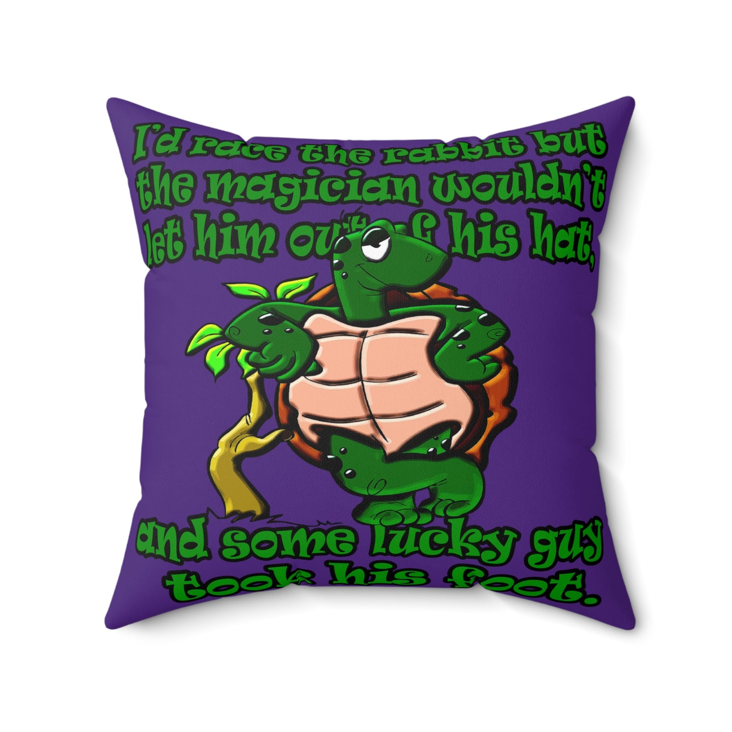 turtle race - Spun Polyester Square Pillow - (purple)