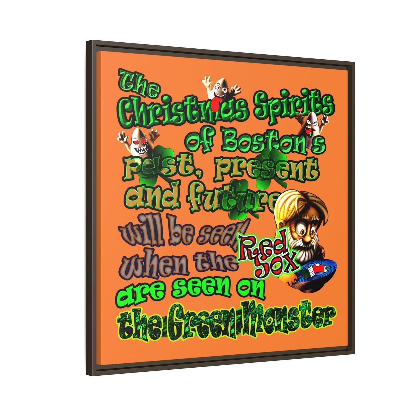 christmas spirits of boston - framed canvas art (crusta)