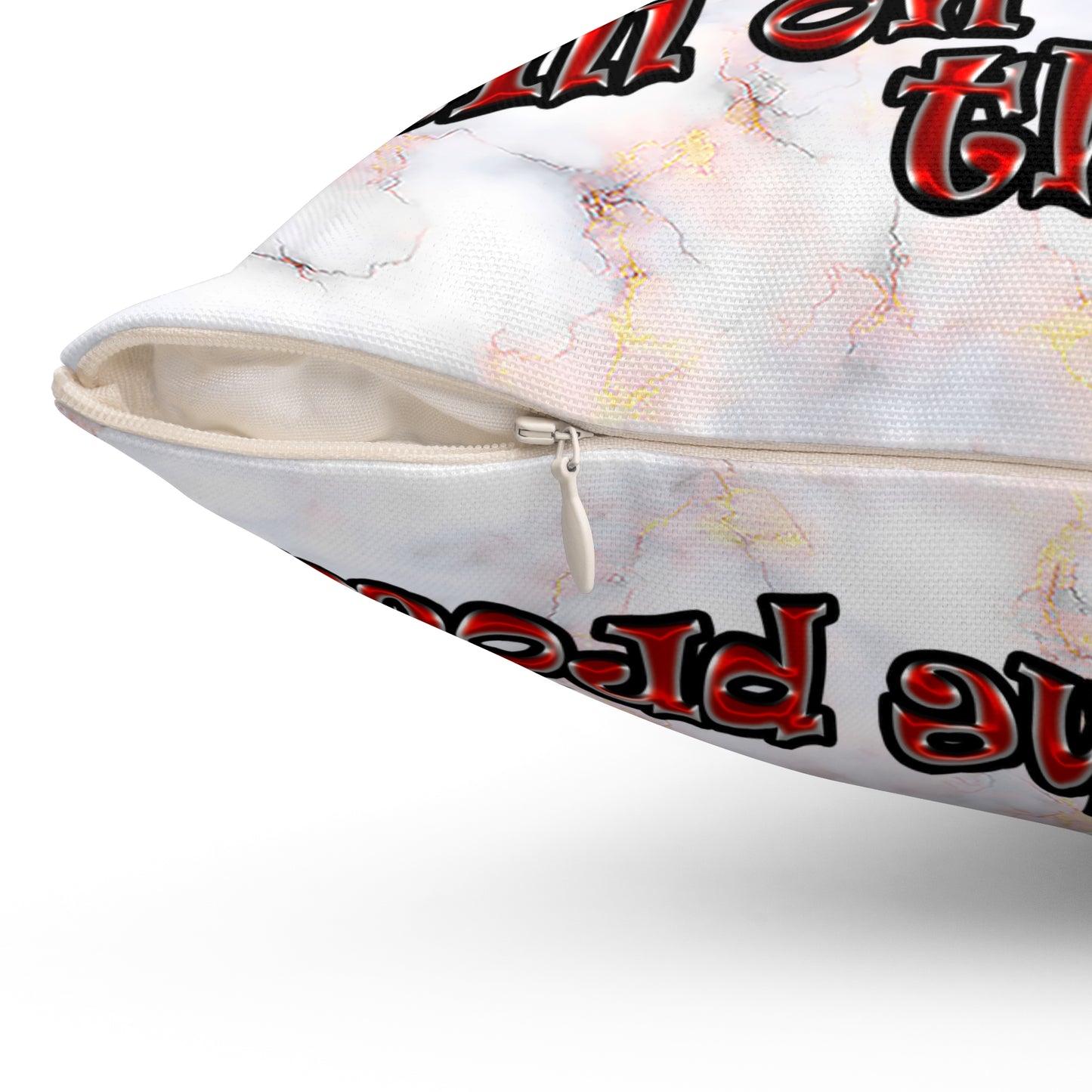schrodinger's cat - Spun Polyester Square Pillow - (white marble)