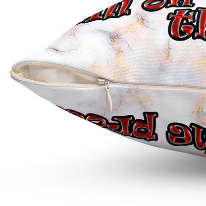 schrodinger's cat - Spun Polyester Square Pillow - (white marble)