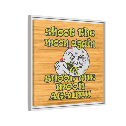 shoot the moon again - framed canvas art (butterscotch wood finish)