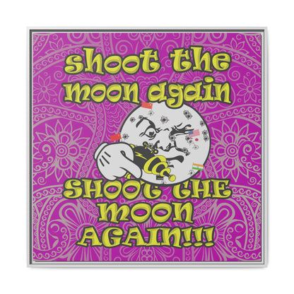 shoot the moon again - framed canvas art (pink swirl)