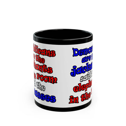donkeys and elephants - Black Mug (white)