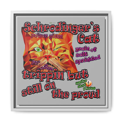 schrodinger's cat - framed canvas art (light grey)