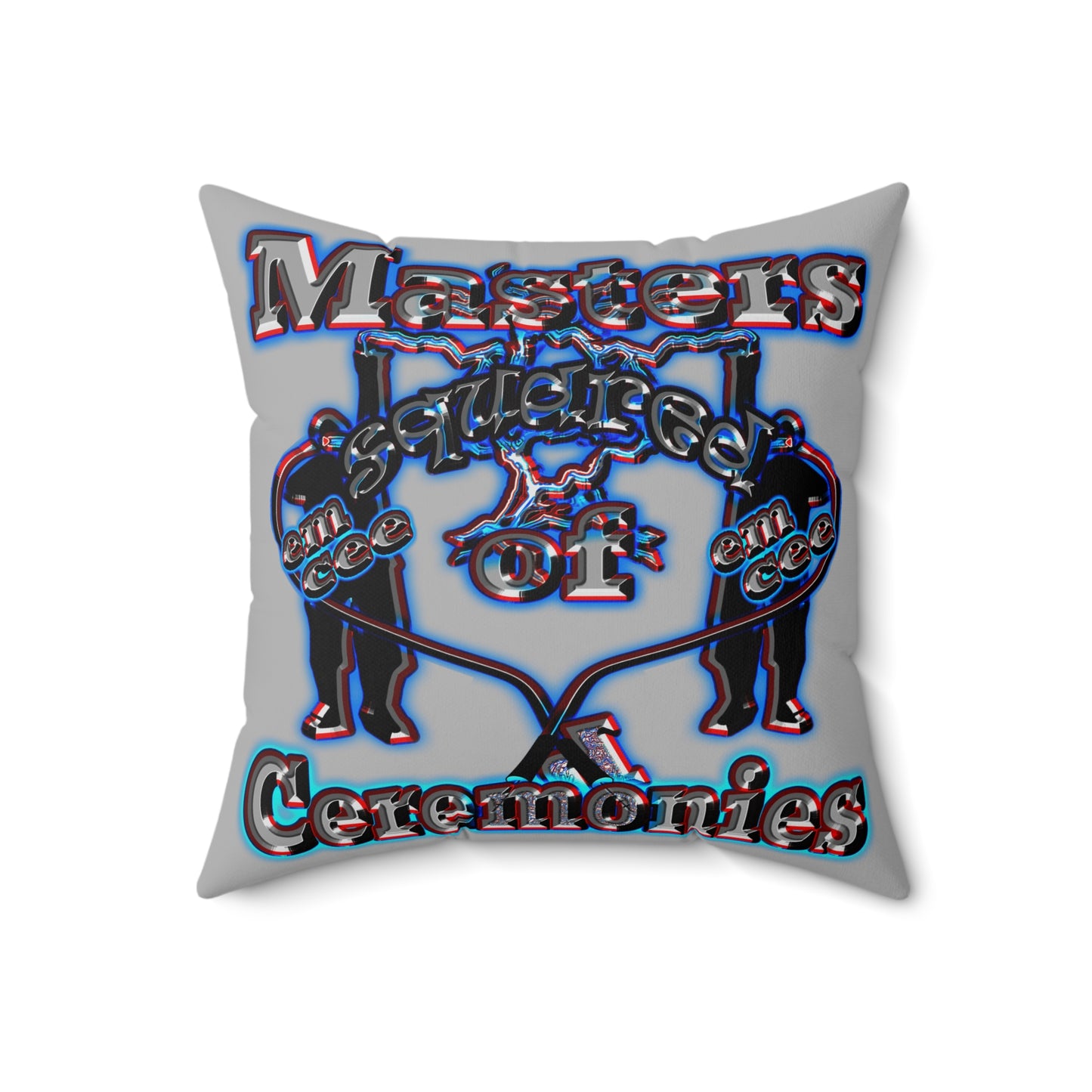 em cee squared - Spun Polyester Square Pillow - (light grey)