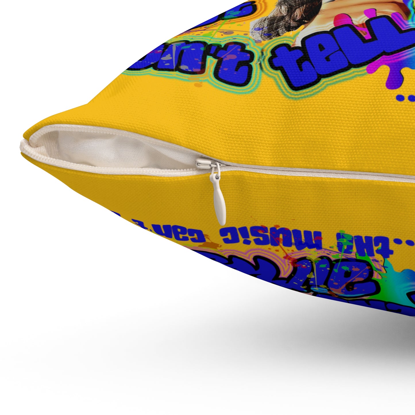 drop the beat - Spun Polyester Square Pillow - (yellow)