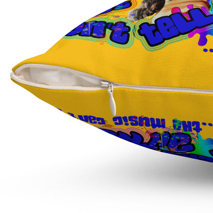 drop the beat - Spun Polyester Square Pillow - (yellow)