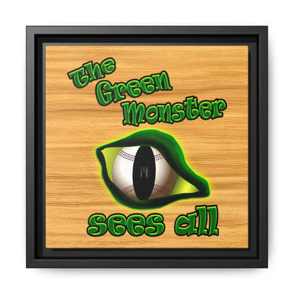 green monster - framed canvas art (butterscotch wood finish)