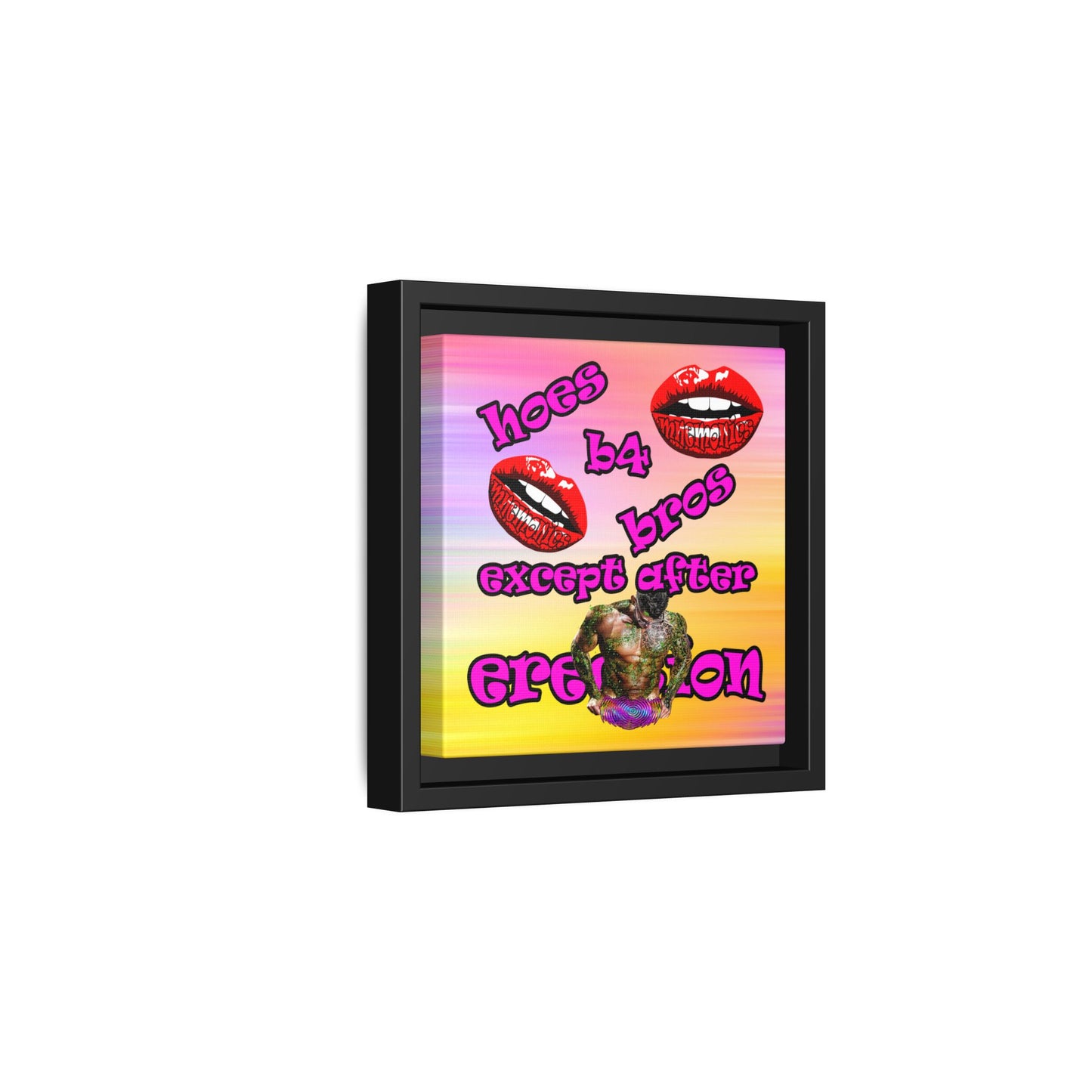 hoes b4 bros - framed canvas art (color blur)