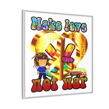 love peace - framed canvas art (white)