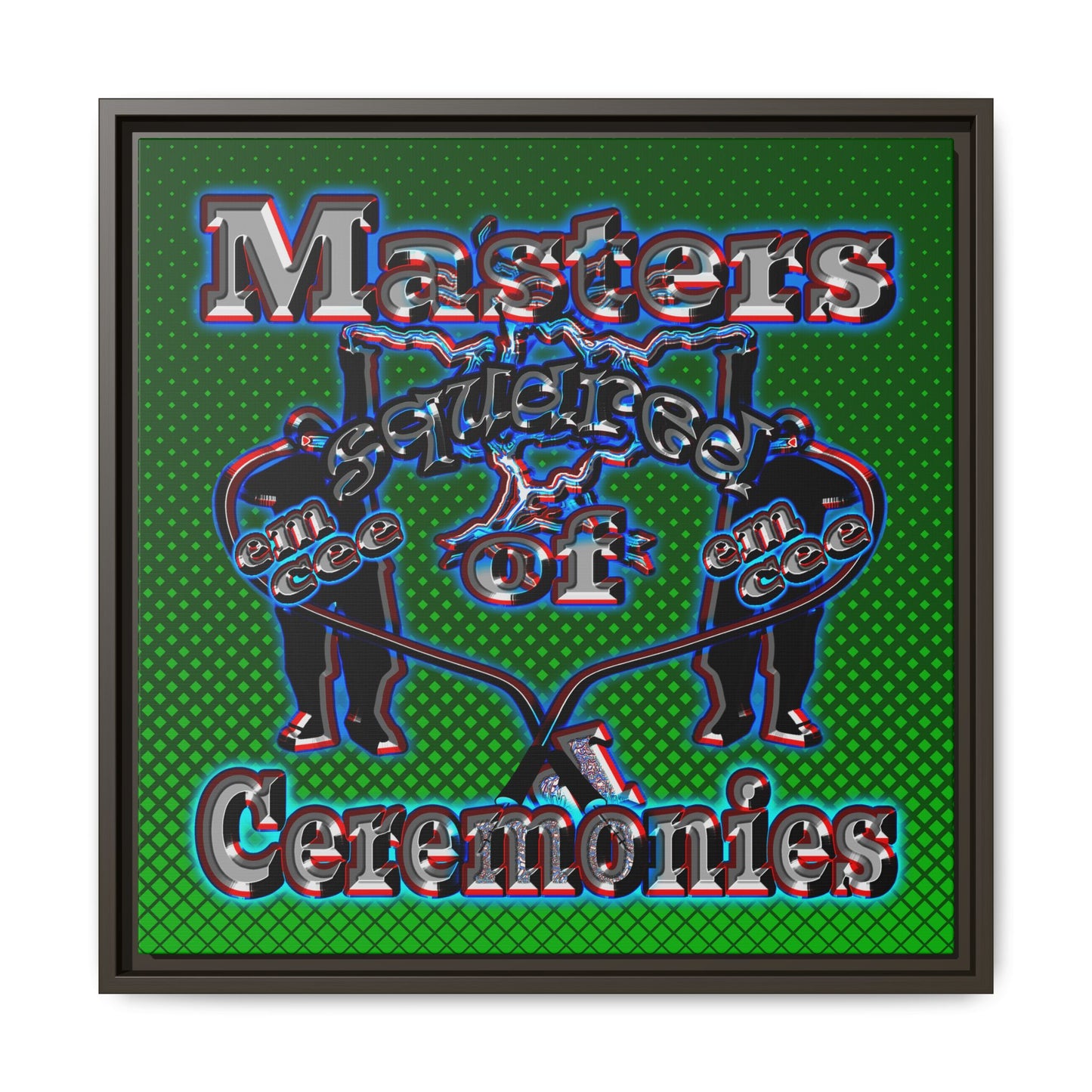 em cee squared - framed canvas art (logo green)