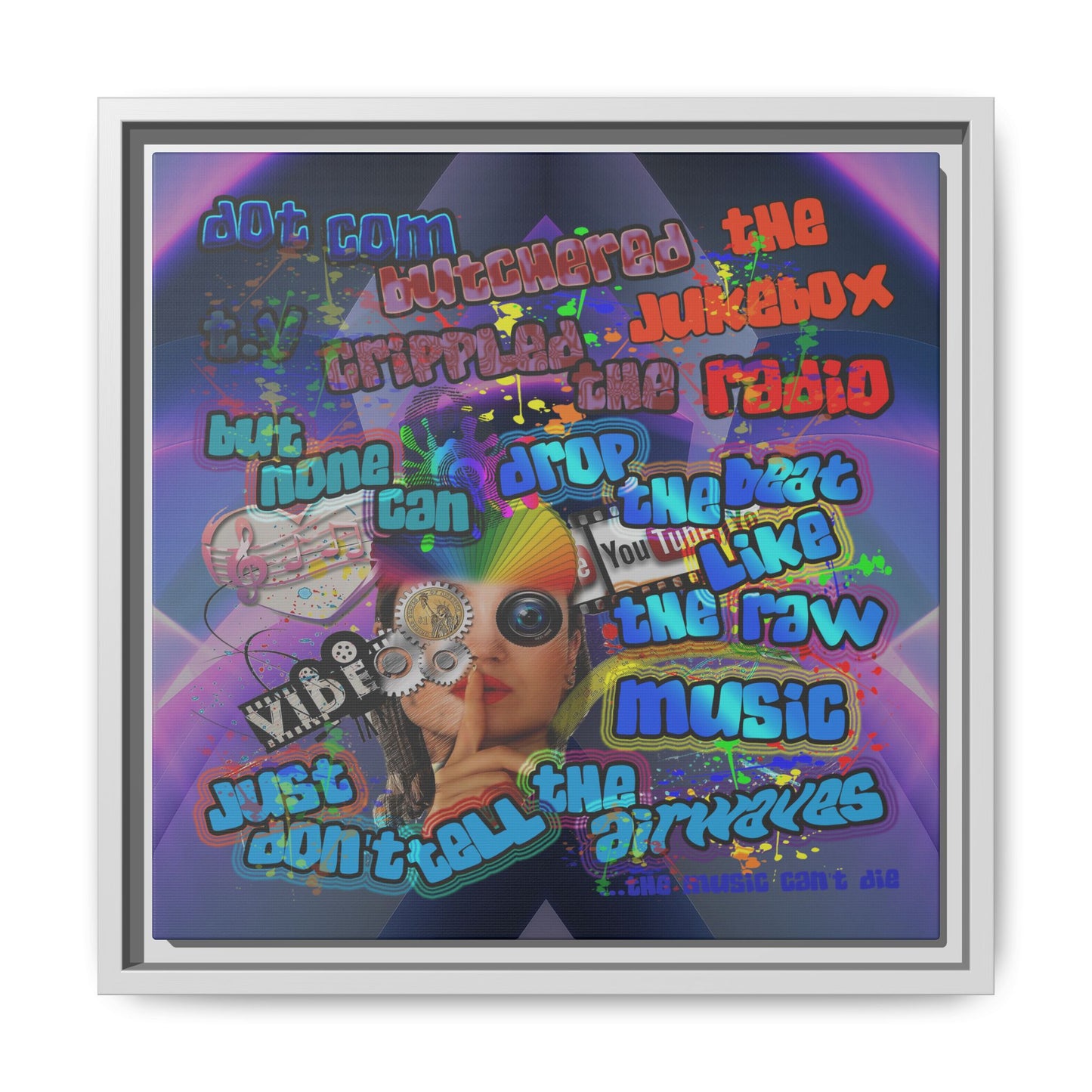 drop the beat - framed canvas art (grey-pink wave)