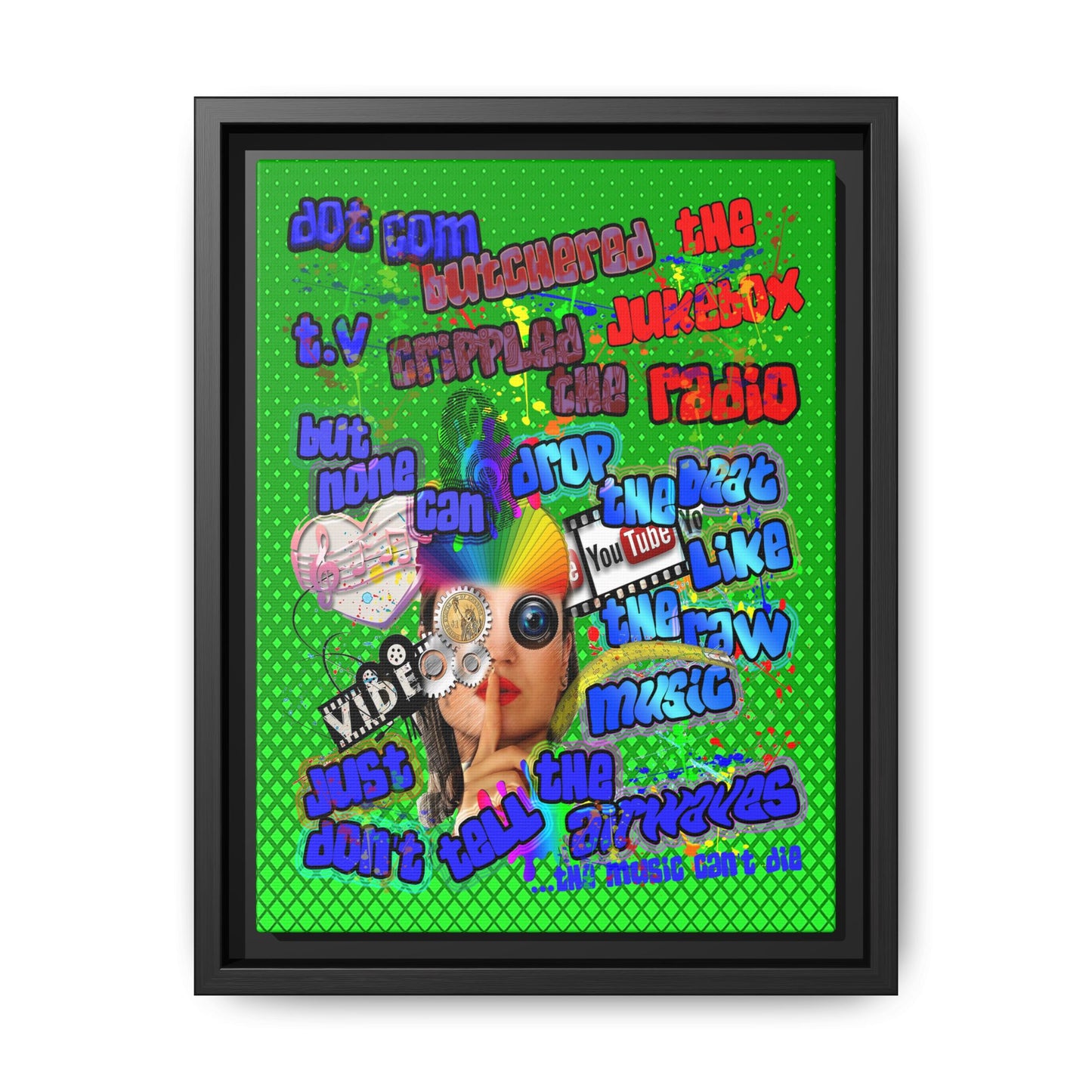 drop the beat - framed canvas art (logo green)