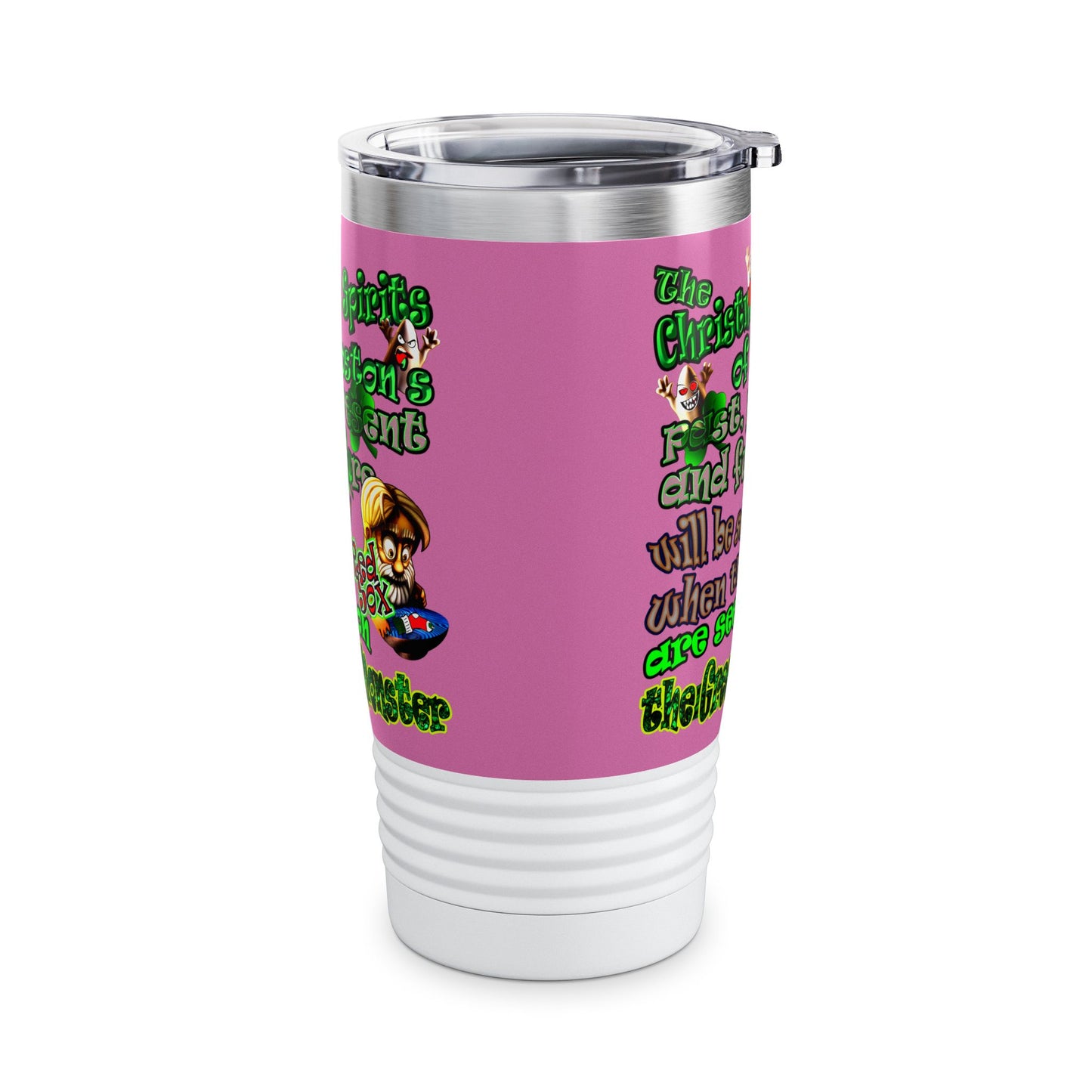 christmas spirits of boston - Ringneck Tumbler, 20oz (light pink)