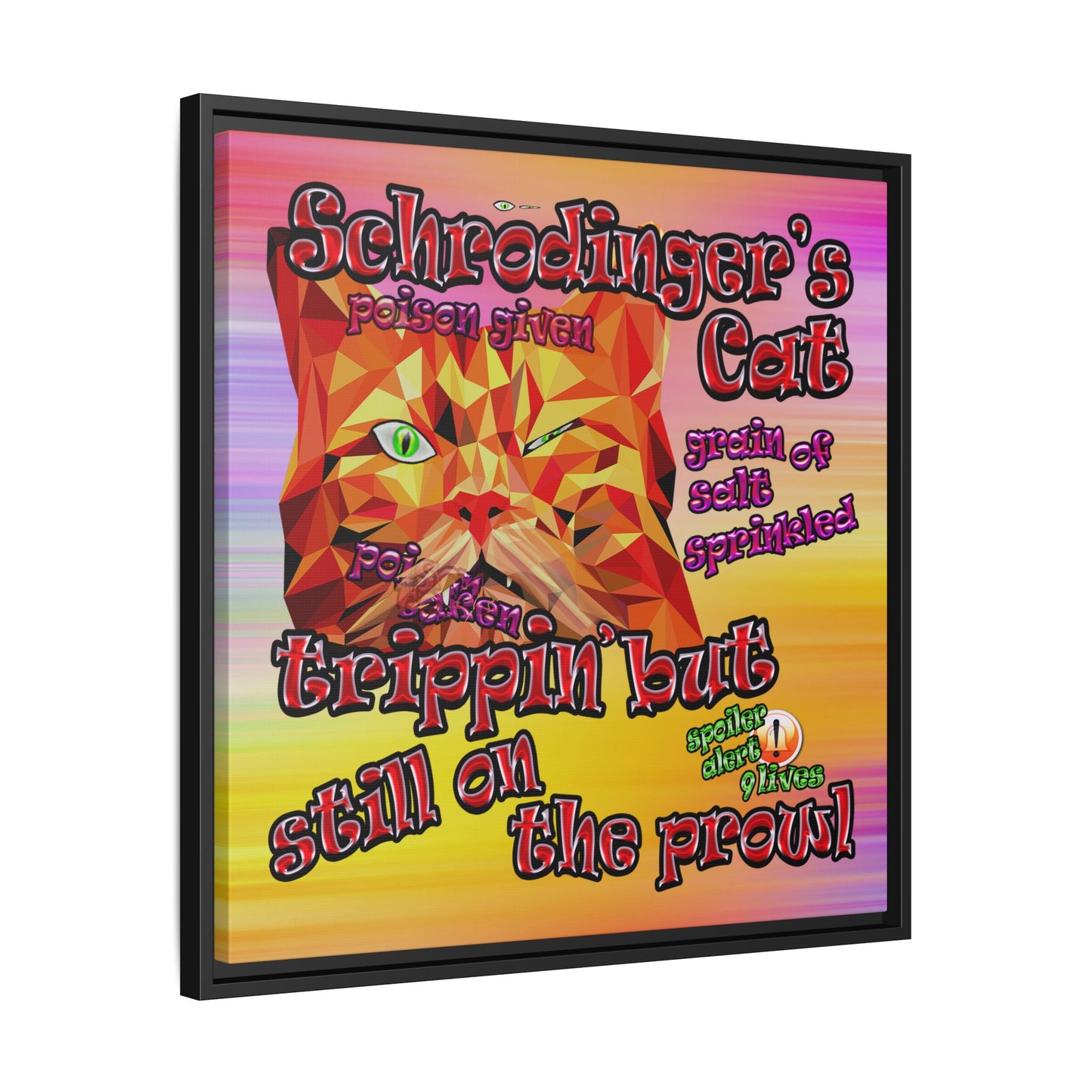 schrodinger's cat - framed canvas art (color blur)
