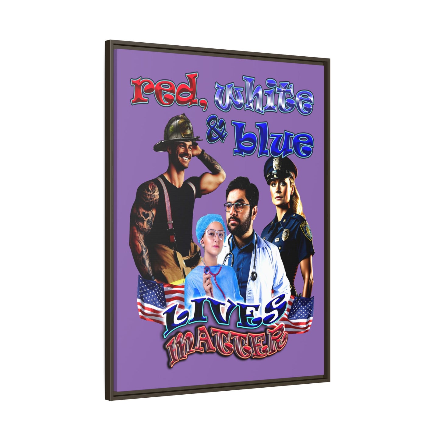 rw&b lives matter - framed canvas art (light purple)