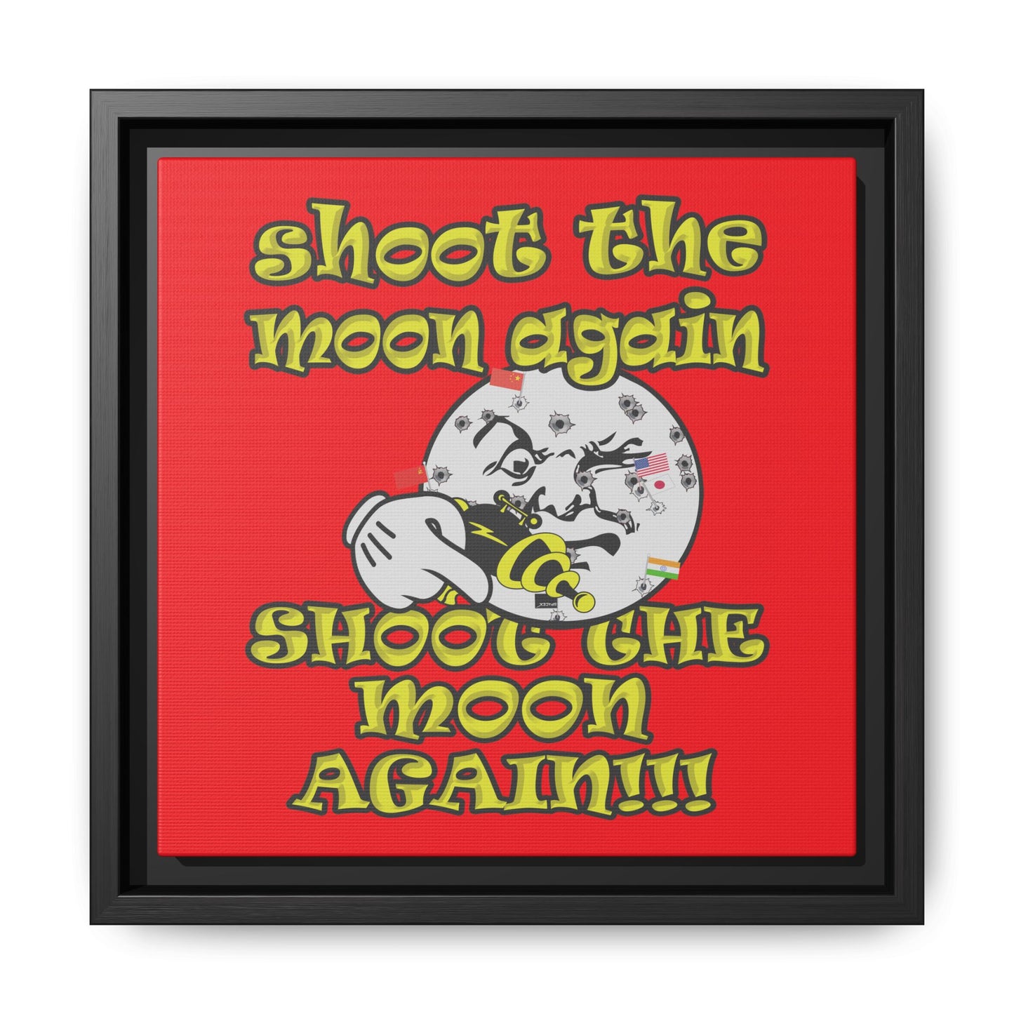 shoot the moon again - framed canvas art (red)