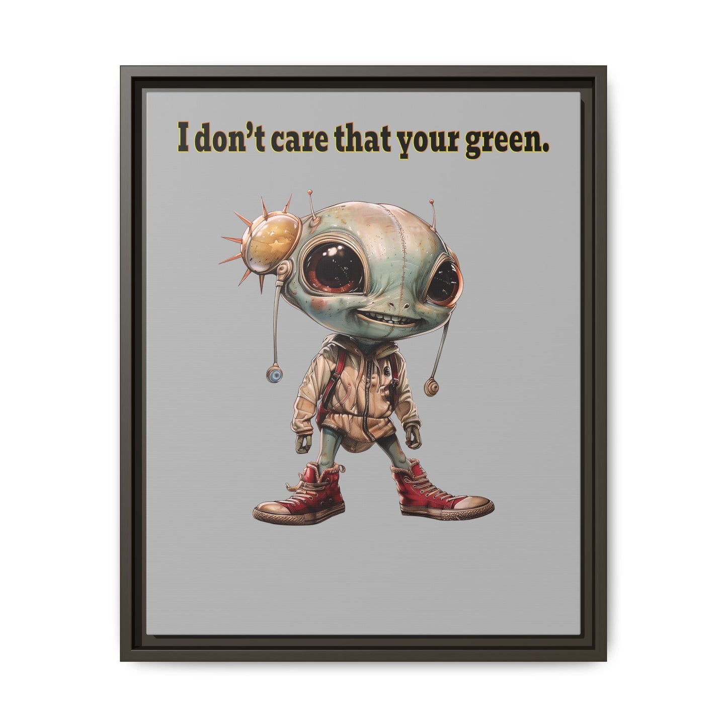 I don't care that your green - framed canvas art (light grey)