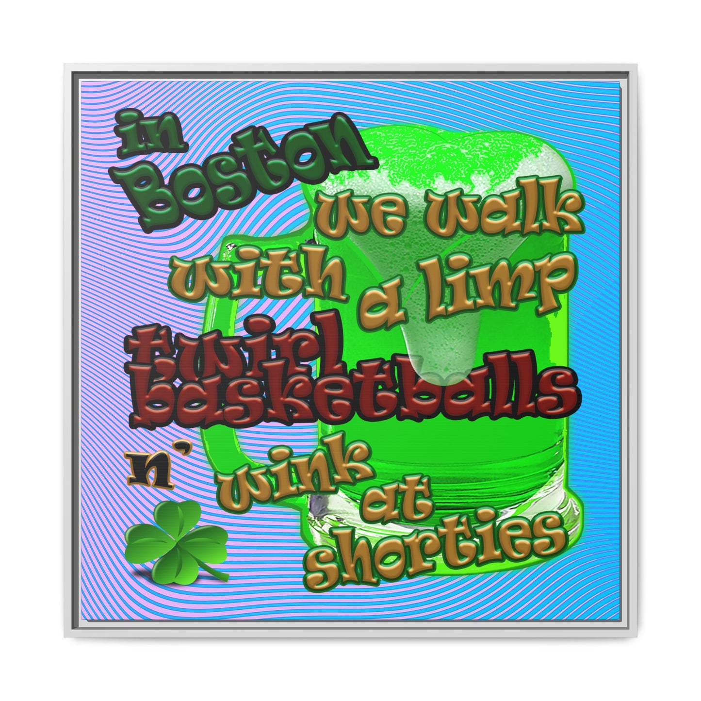 celtics logo - framed canvas art (light blue-purple wave)