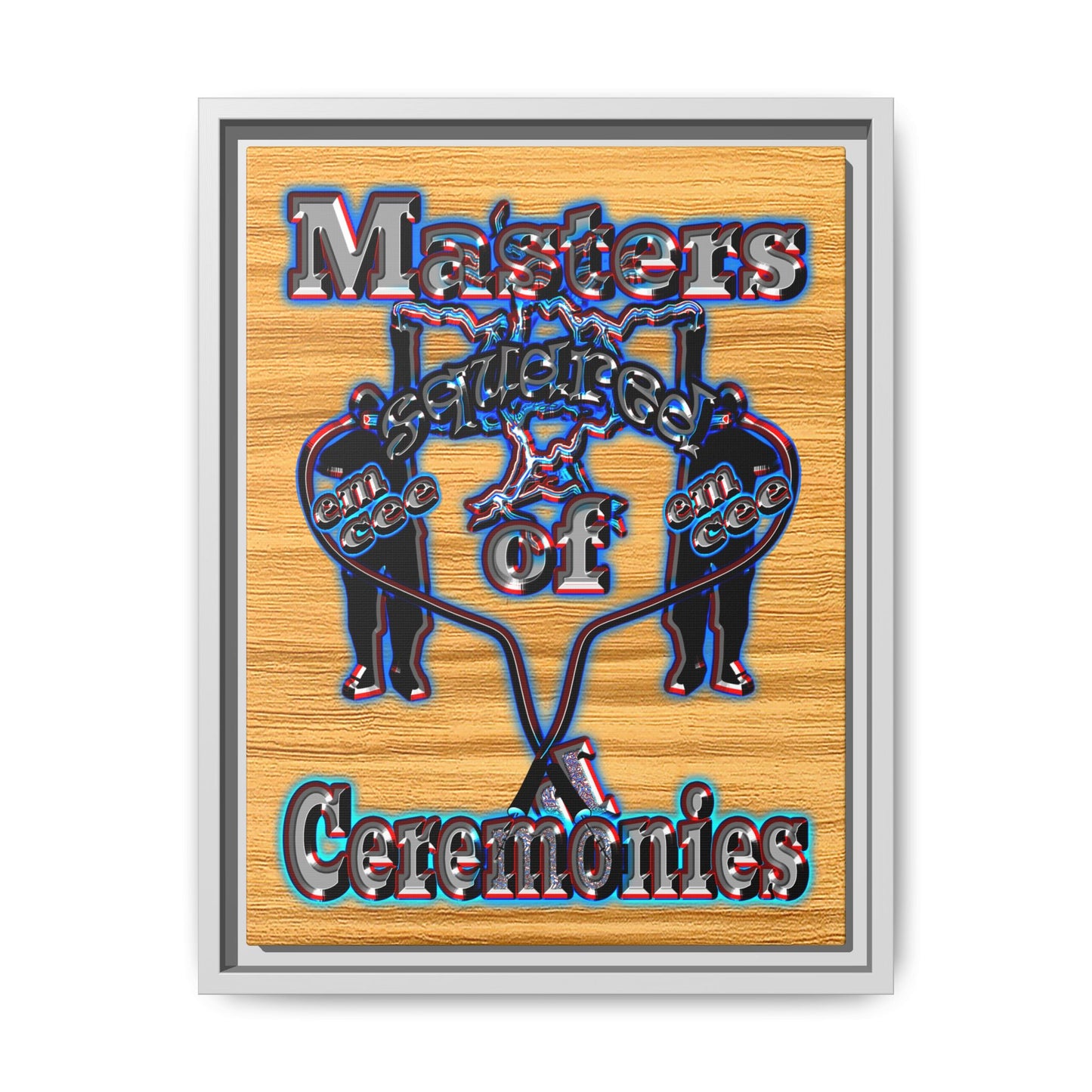 em cee squared - framed canvas art (butterscotch wood finish)