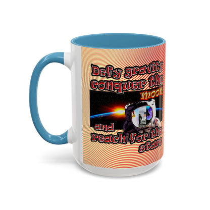 defy conquer reach - Accent Mug (yellow-orange wave)