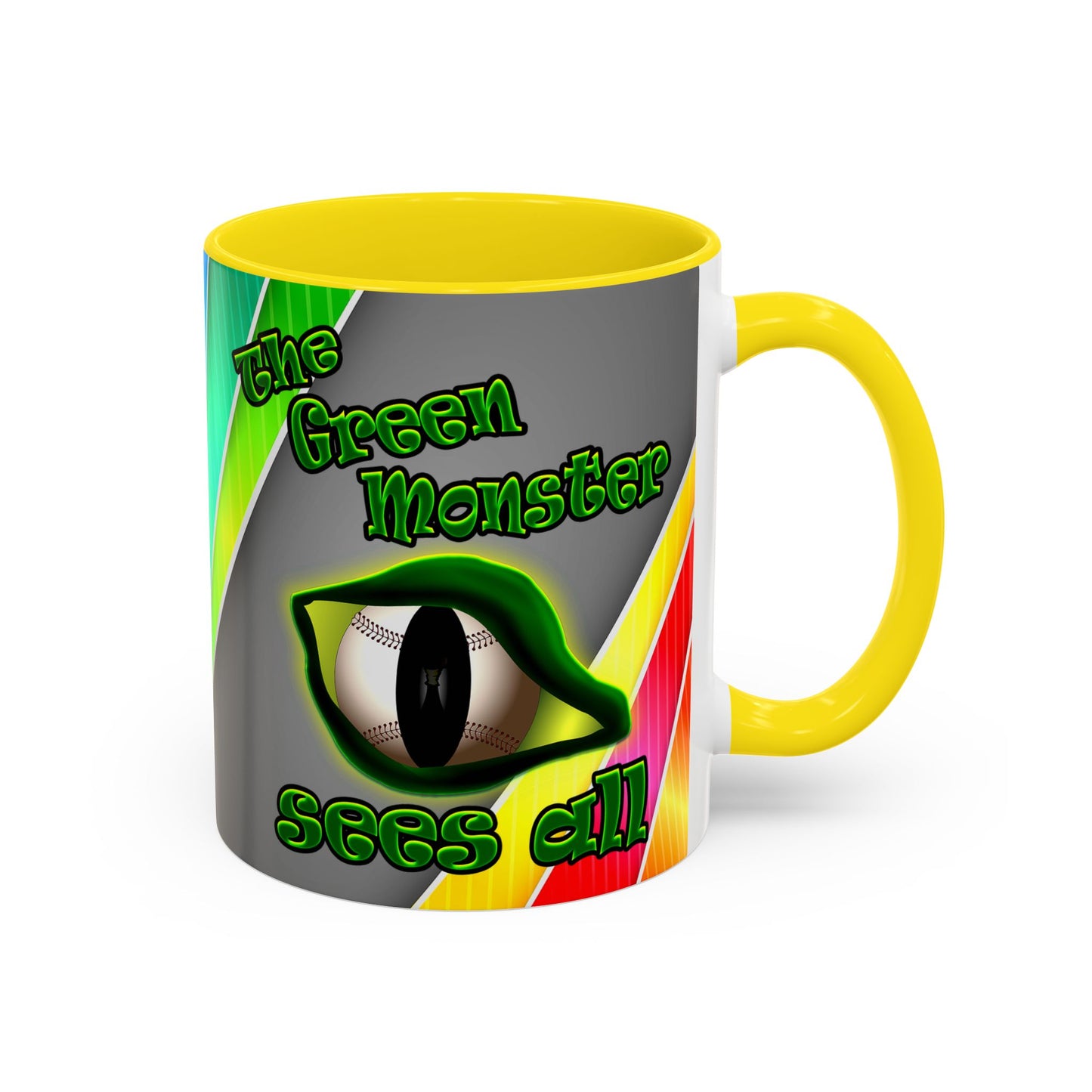 green monster - Accent Mug (rainbow split)