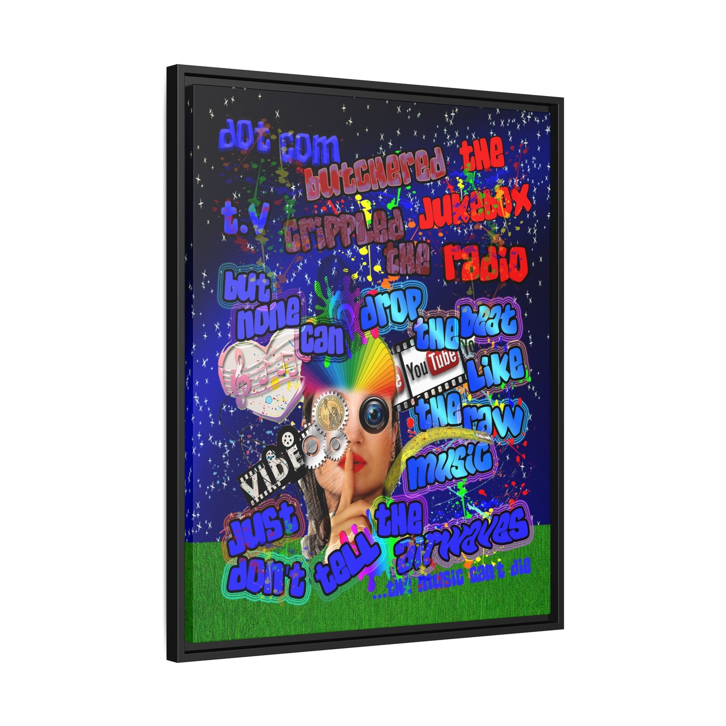 drop the beat - framed canvas art ('snoops' background)