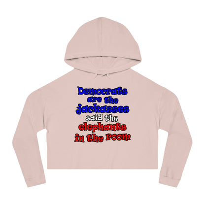donkeys and elephants - Women’s Cropped Hooded Sweatshirt