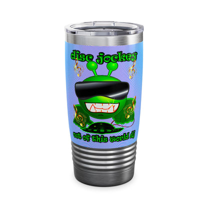 disc jockey - Ringneck Tumbler, 20oz (light blue-purple wave)