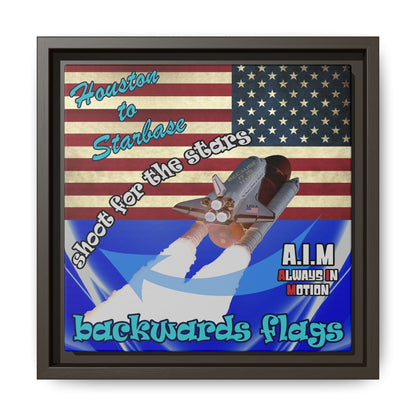 shoot for the stars - framed canvas art (blue-white wave)