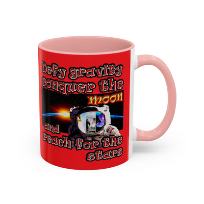 defy conquer reach - Accent Mug (red)