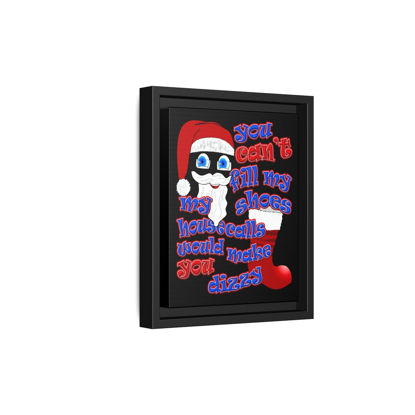 santa's shoes - framed canvas art (black)