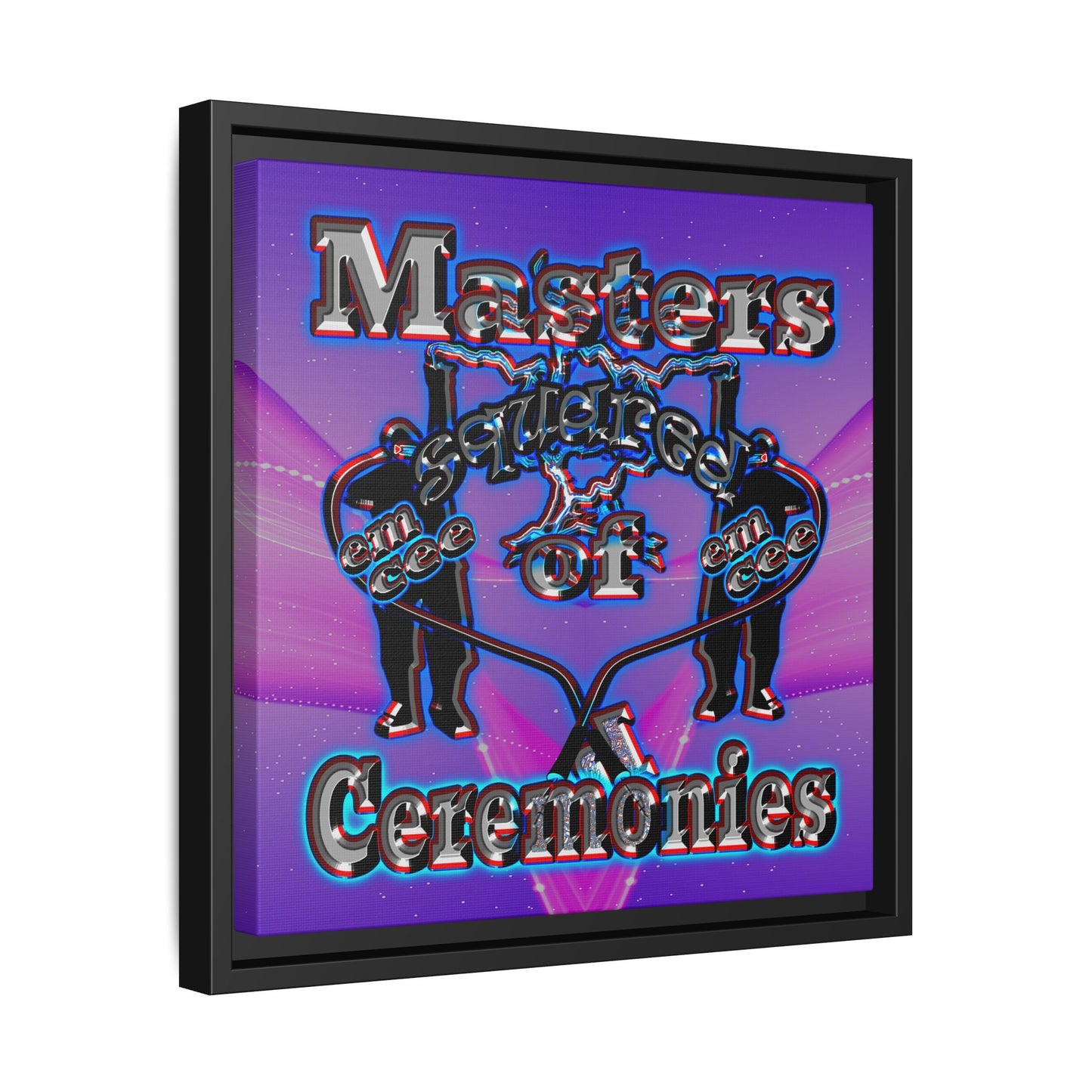 em cee squared - framed canvas art (purple-pink wave)