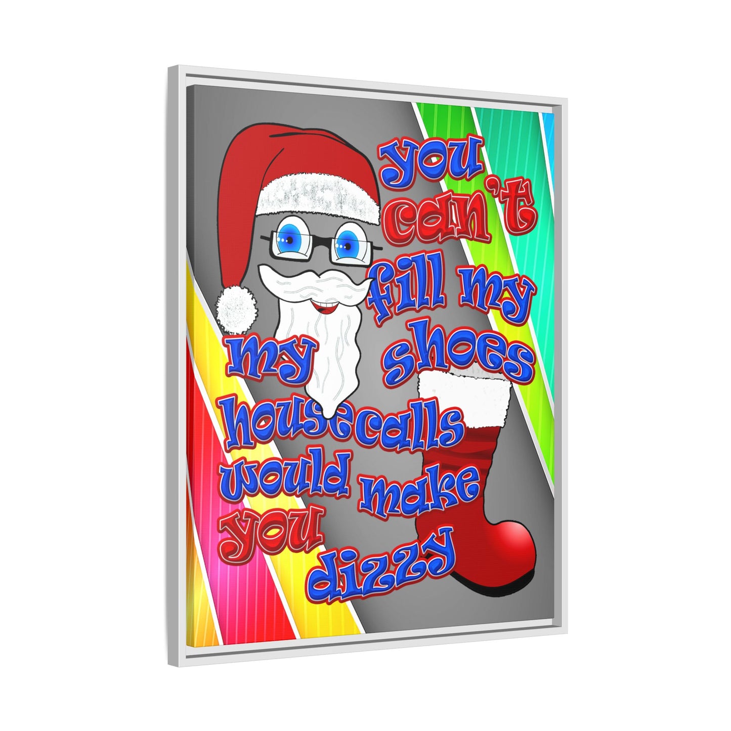 santa's shoes - framed canvas art (rainbow split)