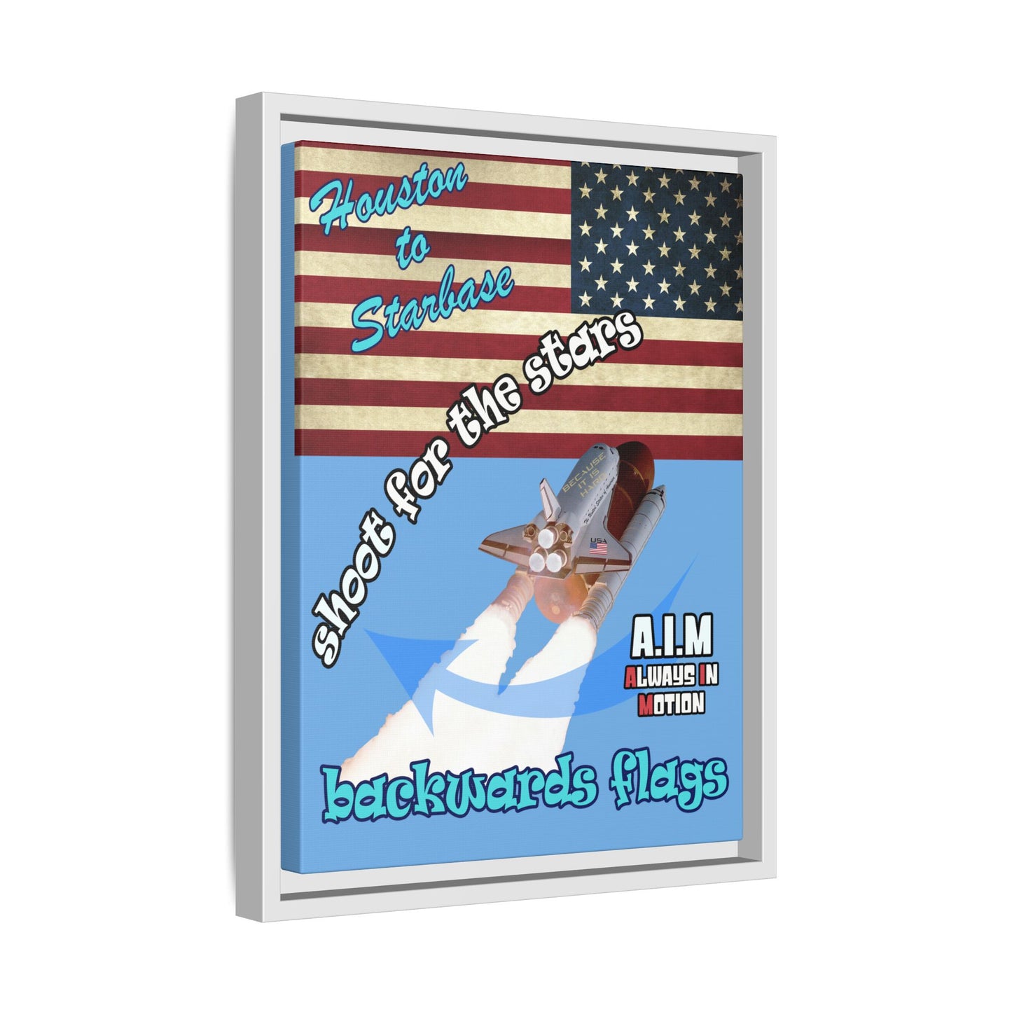 shoot for the stars - framed canvas art (light blue)
